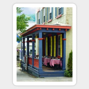 Cold Springs NY - Outdoor Cafe with Checkered Tablecloths Sticker